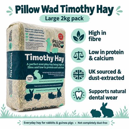 Pillow Wad Timothy Hay Large 2kg benefits infographic