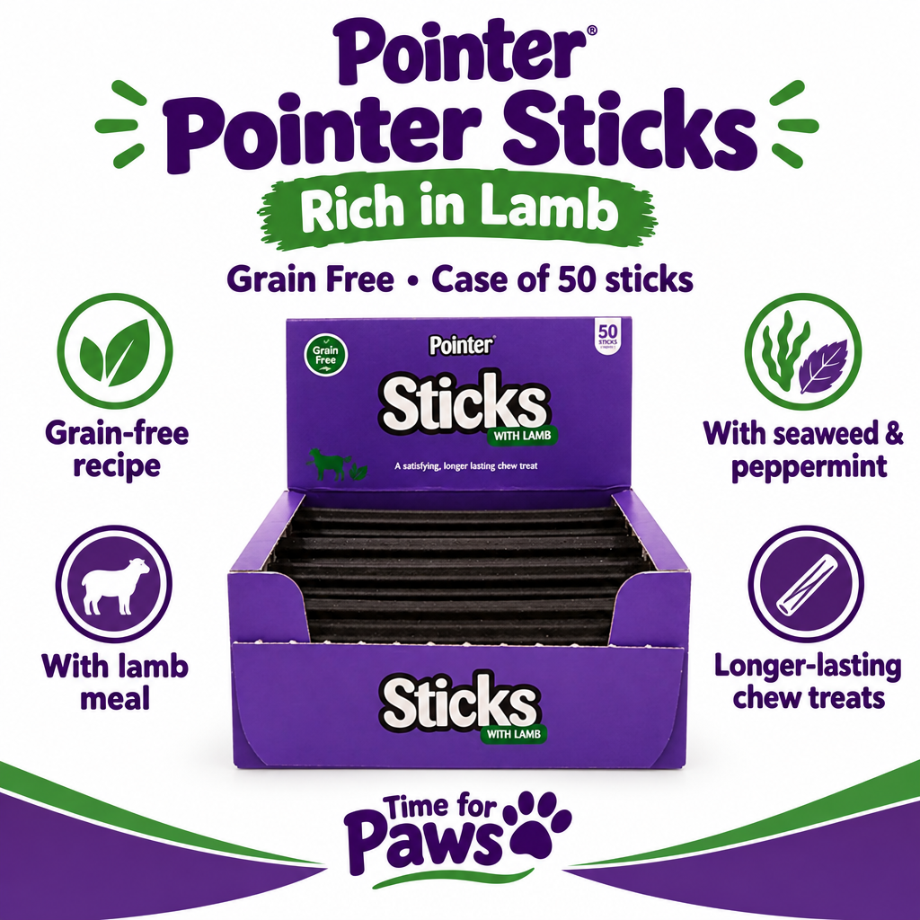 Pointer Grain Free Lamb Sticks case of 50 infographic