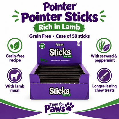 Pointer Grain Free Lamb Sticks case of 50 infographic