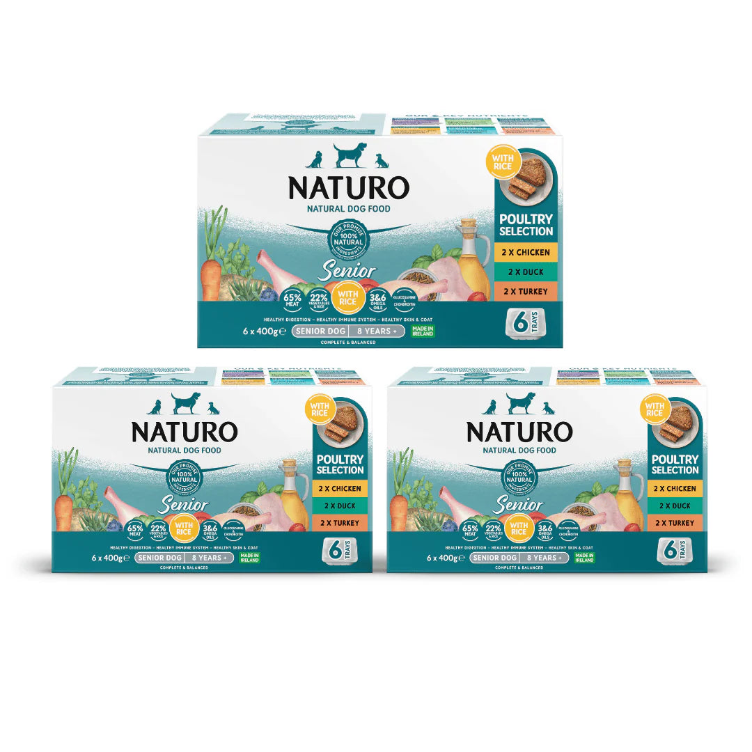 Naturo Senior Dog Tray Variety 6 x 400g -  Pack of 3