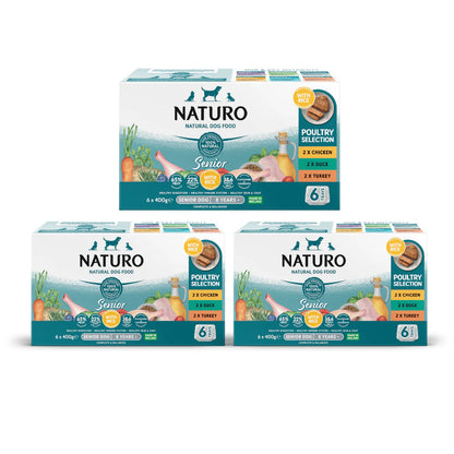 Naturo Senior Dog Tray Variety 6 x 400g -  Pack of 3
