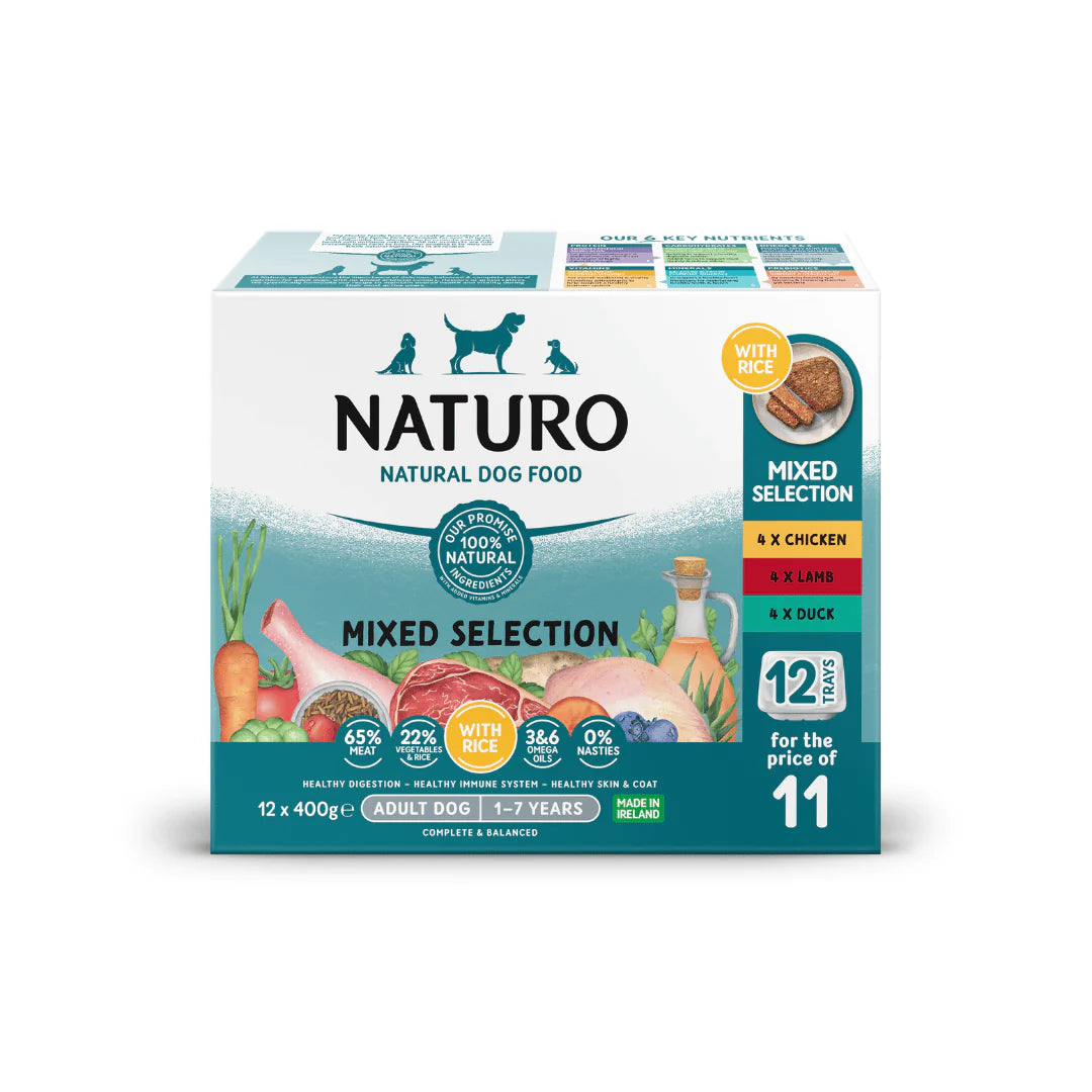 Naturo Adult Dog Food Tray Variety with Rice 12 x 400g