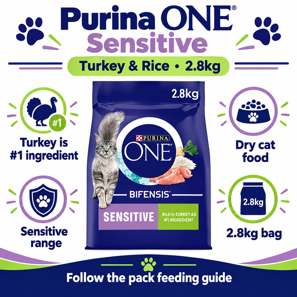 Purina One Sensitive Turkey & Rice 2.8kg infographic