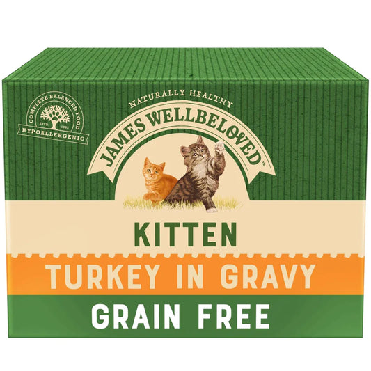 James Wellbeloved Kitten in Gravy Pouch Grain Free - Turkey 12 x 85g