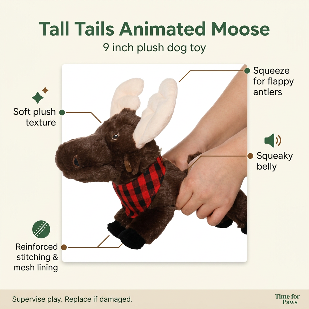 Tall Tails Animated Moose infographic using the supplied product photo