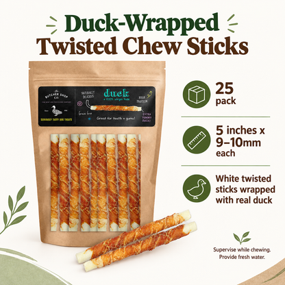 The Butcher Shop Co. duck-wrapped twisted sticks infographic draft