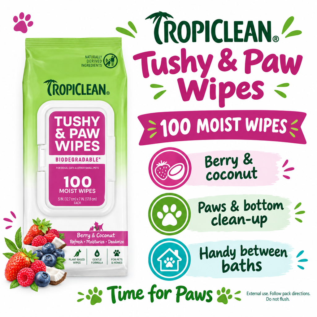TropiClean Tushy and Paw Wipes infographic