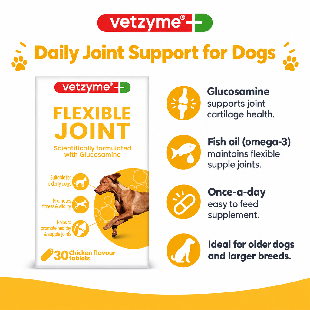 Vetzyme Flexible Joint With Glucosamine Tablets infographic