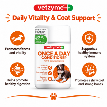 Vetzyme Once-A-Day Dog Condition Tablets infographic