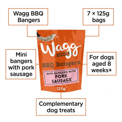 Wagg BBQ Bangers Dog Treats 125g - Pack of 7
