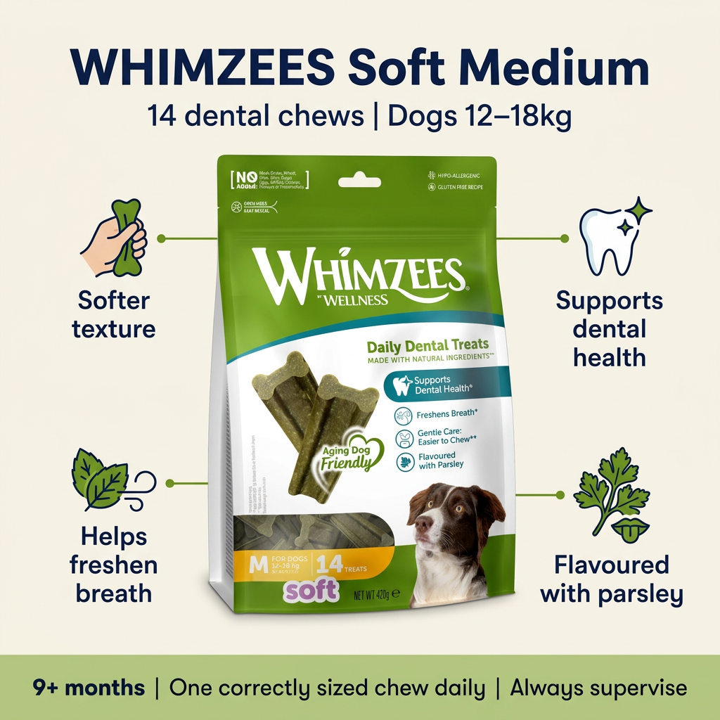 WHIMZEES Soft Medium 14-pack infographic