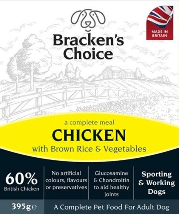 Bracken's Choice Working Dog Trays - Chicken and Brown Rice & Veg 10 x 395g