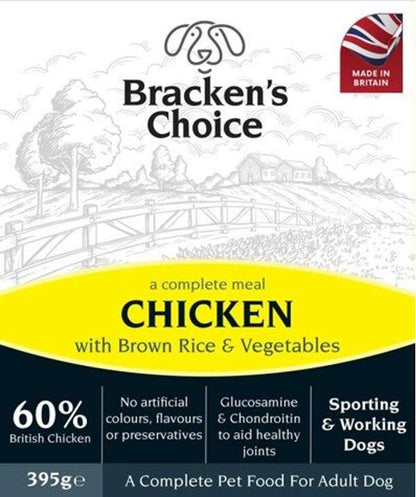 Bracken's Choice Working Dog Trays - Chicken and Brown Rice & Veg 10 x 395g