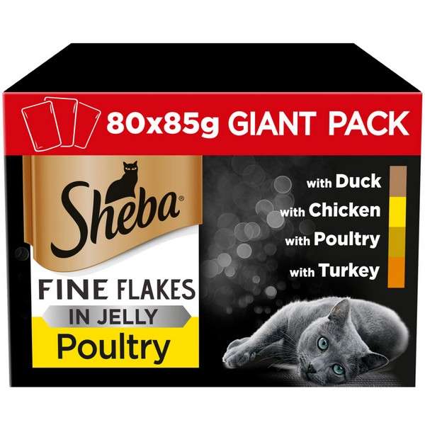 Sheba Pouch Fine Flakes Poultry In Jelly 85g