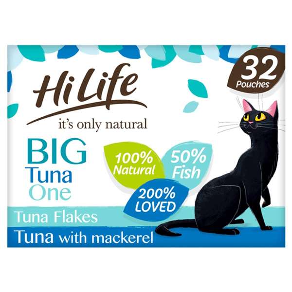 Hilife Its Only Natural The Tuna One In Jelly Wet Cat Food Pouches 32 x 70g