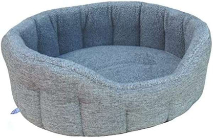 P&L Country Dog Heavy Duty Oval High Sided Bolster Style Basketweave with Fleece Lining Dog Beds
