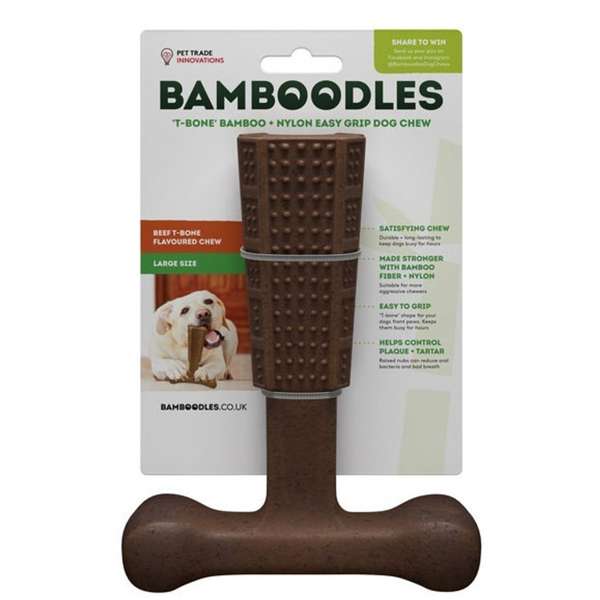Bamboodles T-Bone Chew Toy For Dogs Beef Flavour