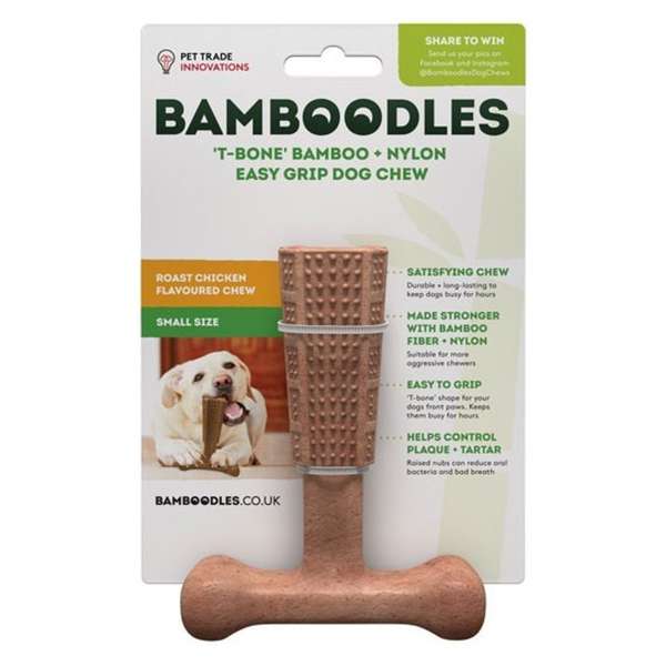 Bamboodles T-Bone Chew Toy For Dogs Chicken Flavour