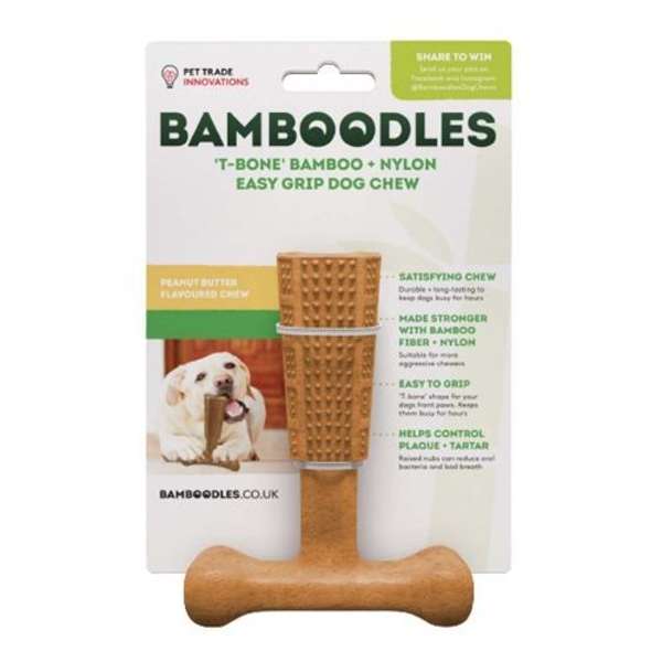 Bamboodles T-Bone Chew Toy For Dogs Peanut Butter Flavour