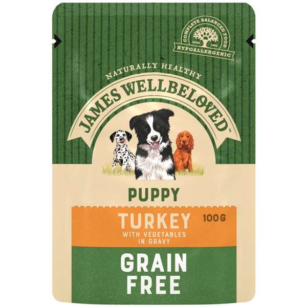 James Wellbeloved Puppy Pouch Grain Free Turkey 12 x 100g