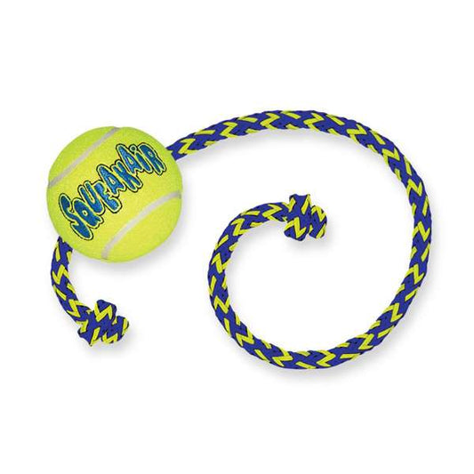 KONG Air Squeaker Tennis Ball With Rope Medium