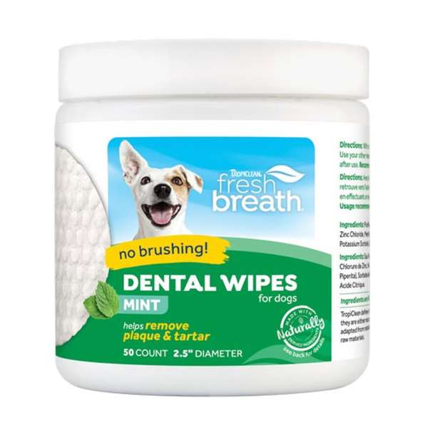 TropiClean Fresh Breath Dental Wipes for Dogs (50 pack)