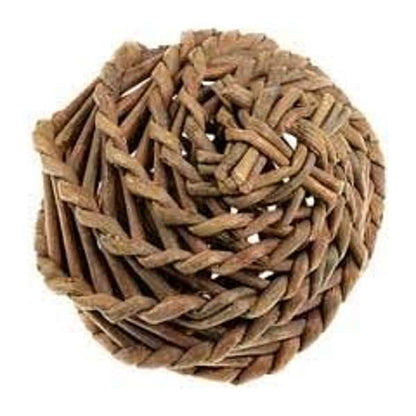 A large willow ball toy made of interwoven brown willow branches, designed for small animals.