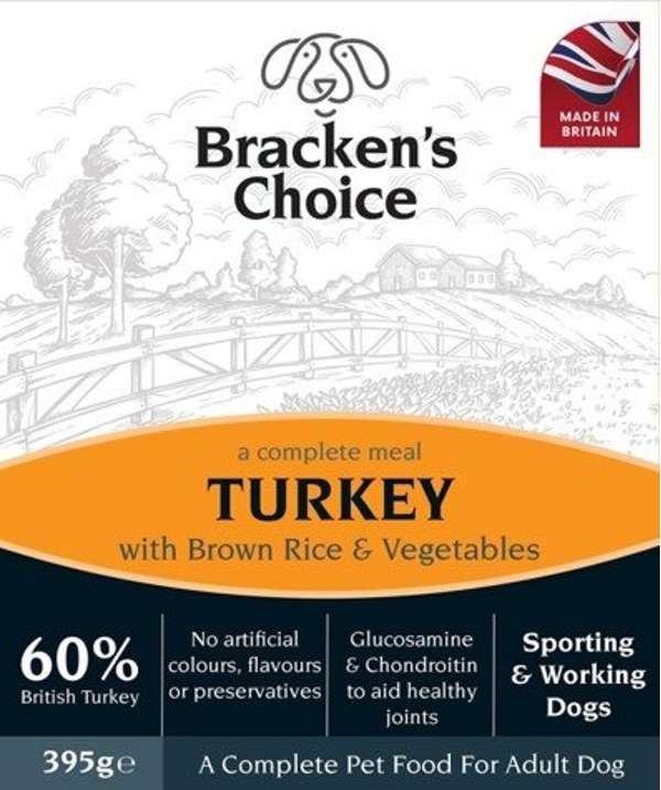 Bracken's Choice Working Dog Trays - Turkey and Brown Rice & Veg 10 x 395g