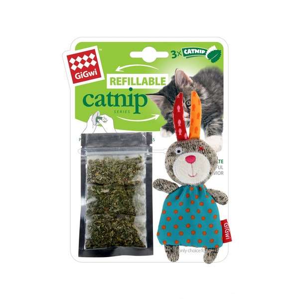 GiGwi Refillable Bear Ziplock Cat Toy With x3 Catnip Bags
