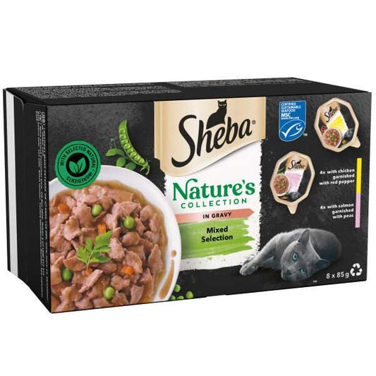 Sheba Natures Collection Cat Trays Mixed Selection In Gravy 8 x 85g