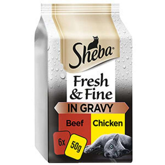 Sheba Pouch Fresh & Fine Meat Collection In Gravy 6 x 50g (Pack of 8)