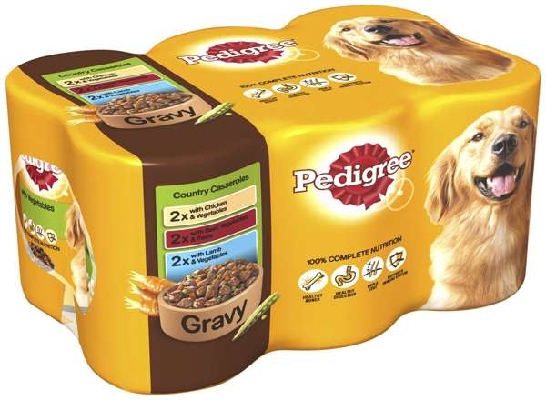 Pedigree Adult Wet Dog Food Tins Country Casseroles In Gravy 6 x 400g