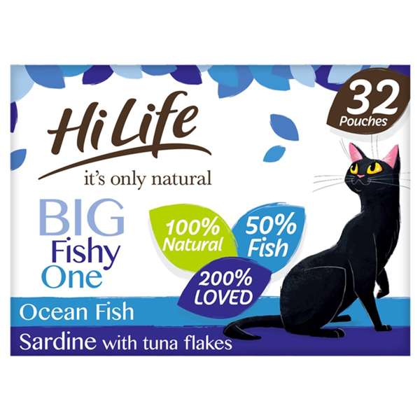Hilife Its Only Natural The Fishy One In Jelly Wet Cat Food Pouches 32 x 70g