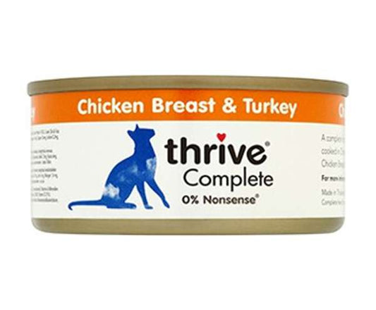 Thrive Cat Cans - 100% Complete Chicken Breast  & Turkey 75g x 12