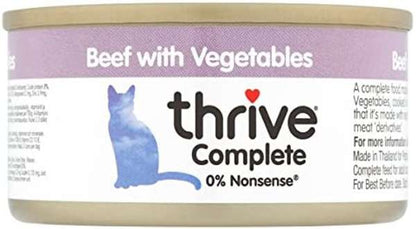 Thrive Cat Cans - 100% Complete Beef with Veg 75g x 12