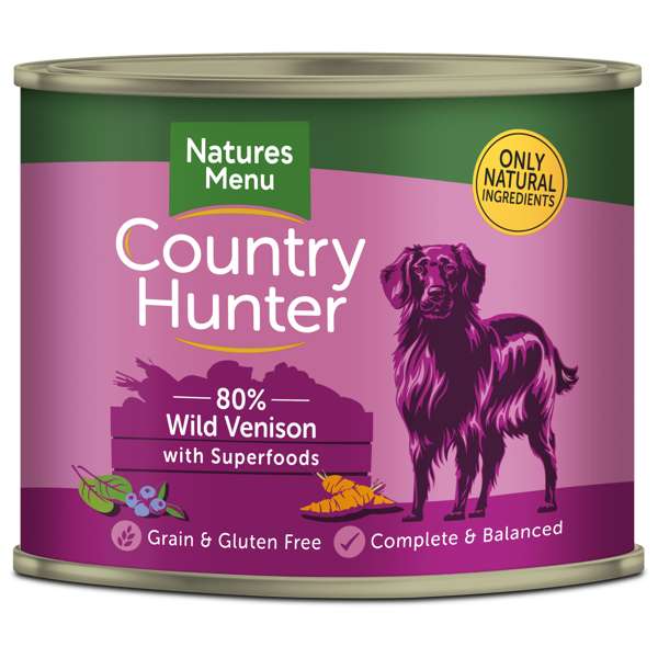 Country Hunter Dog Food Wild Venison with Superfood cans 6 x 600g