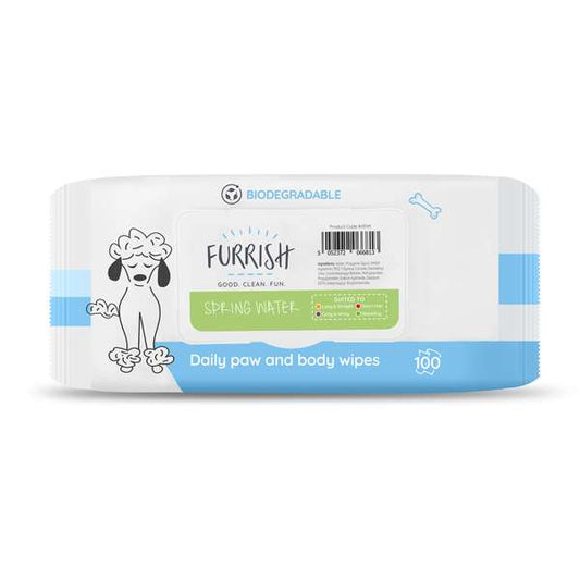 Furrish Daily Paw & Body Wipes Spring Water - Pack of 100