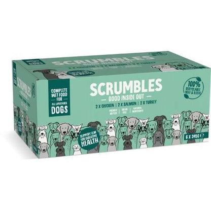 Scrumbles Grain Free Wet Dog Food Tray Meat Variety 6 x 395g