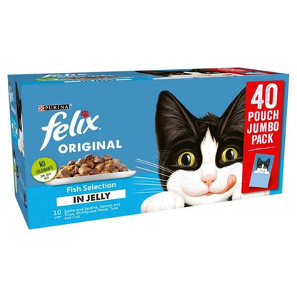 Felix Adult Cat Pouch Fish Selection in Jelly 100g x 40 Pack
