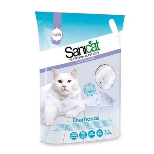 Sanicat Diamonds Silica Gel Cat Litter 3.8 Litre - Pack of 4