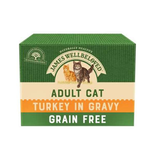 James Wellbeloved Adult Cat Food Turkey in Gravy Pouch Grain Free 12 x 85g